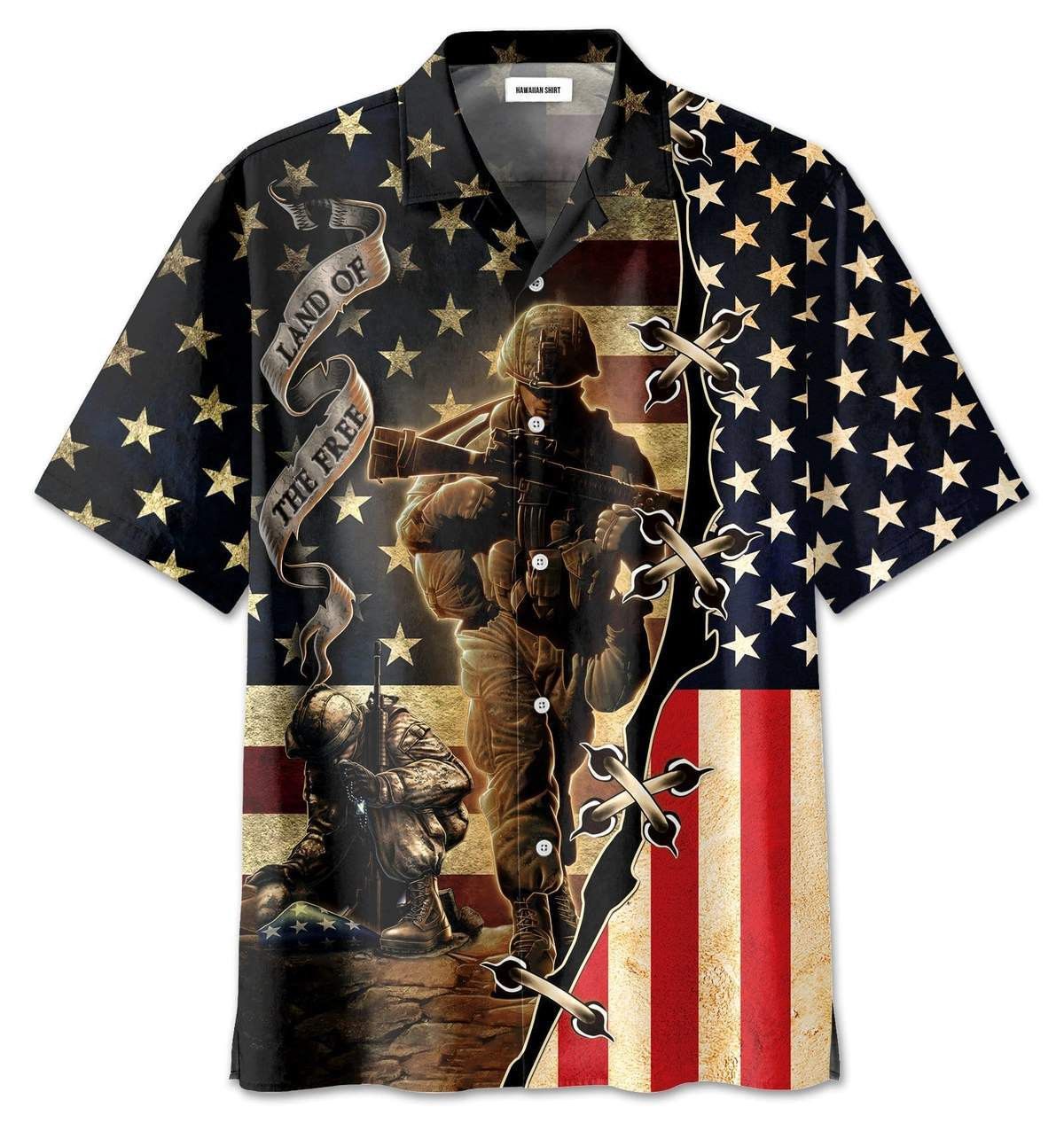 Proud American Veteran Us Flag Land Of The Free Trendy Hawaiian Shirt