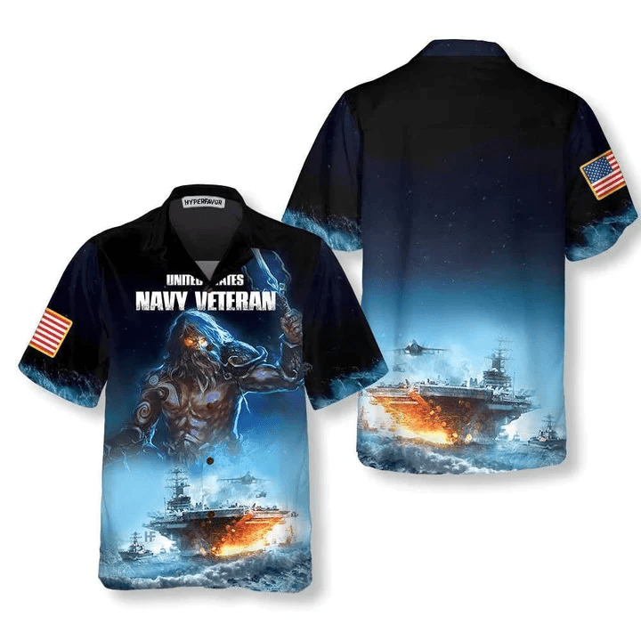Proud Navy Veteran Gift For American Army Trendy Hawaiian Shirt