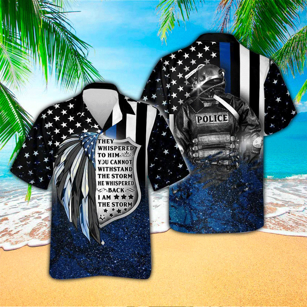 Proud Of Thin Blue Police Trendy Hawaiian Shirt, Gift For Police