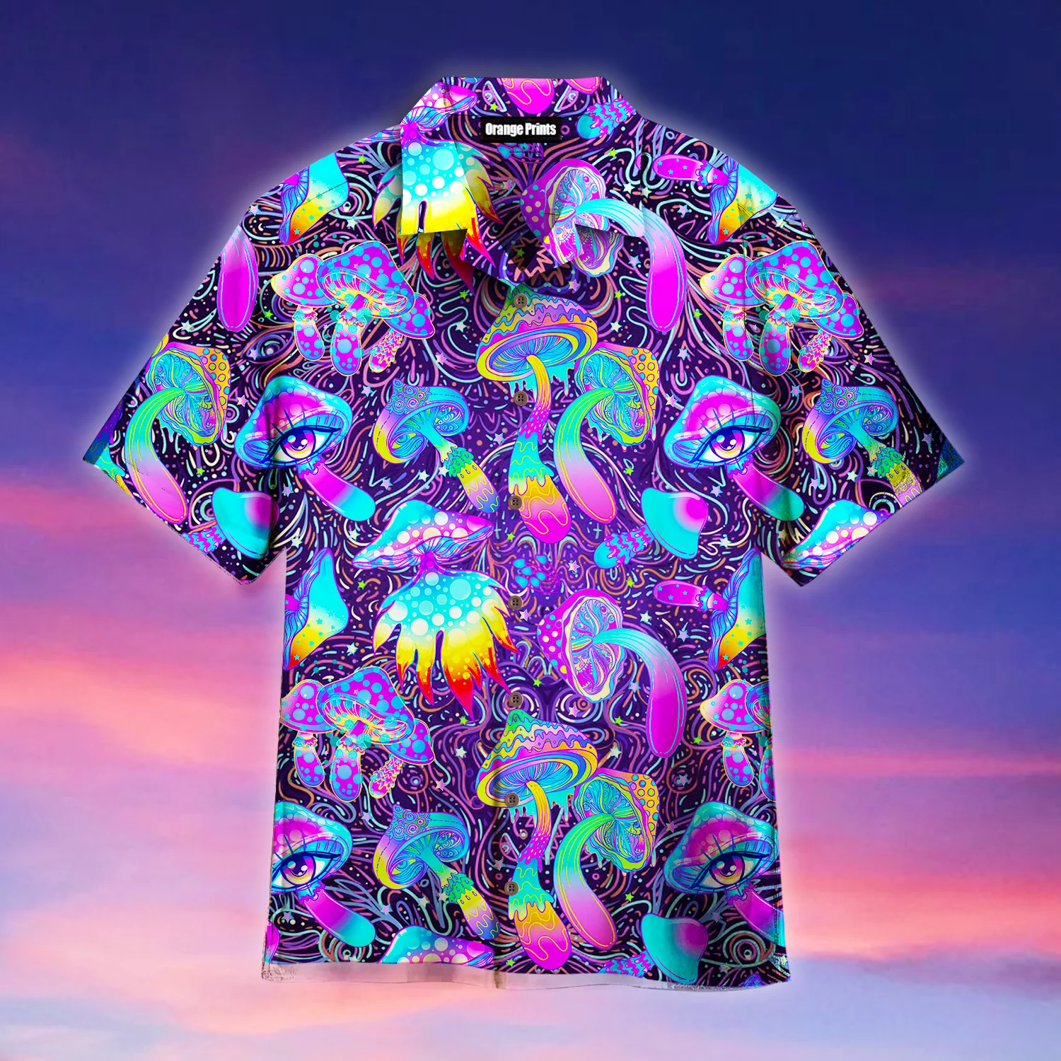 Psychedelic Art Magic Mushroom Trippy Hippie Hawaiian Shirt For
