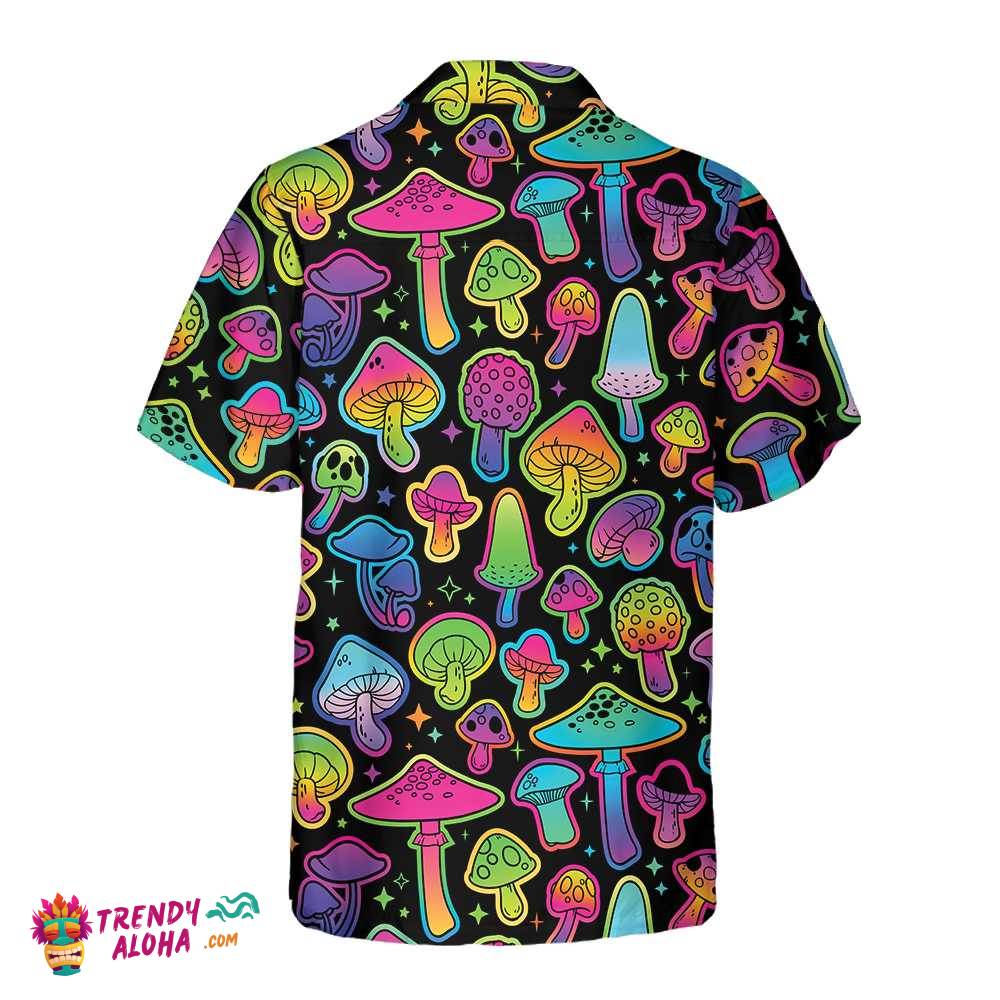 Psychedelic Mushroom Pattern Hawaiian Shirt, Printed Trippy Mushroom Shirt For Men & Women