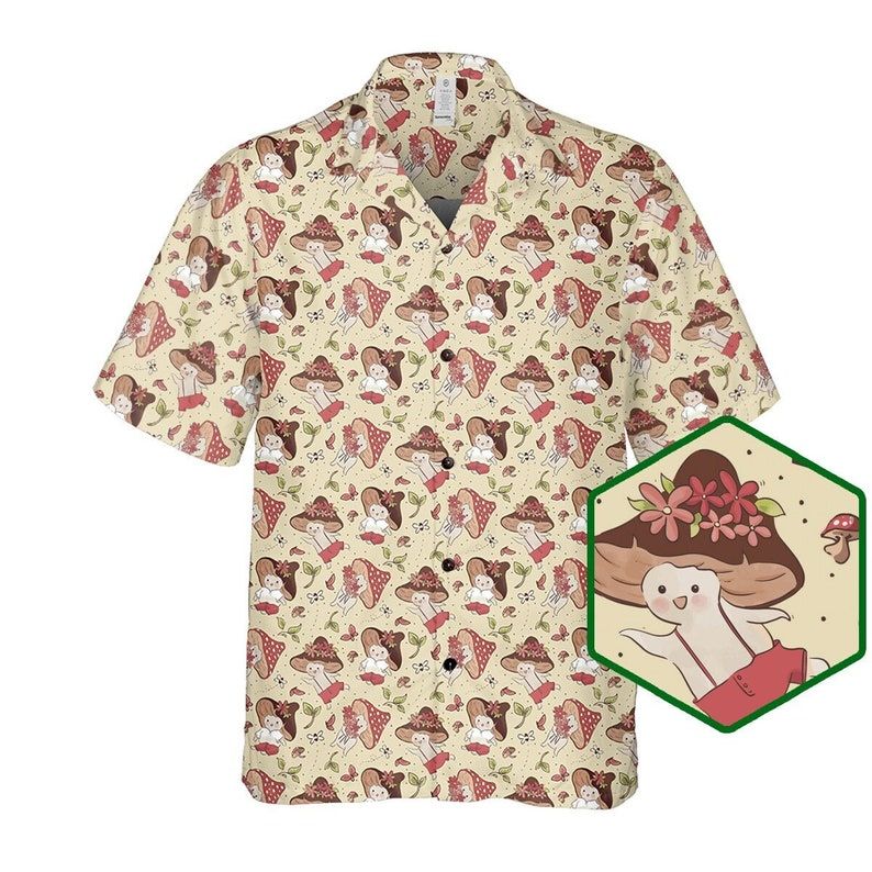Psychedelic Mushrooms, Mushroom Pattern Shirt, Cute Mushroom Shirt
