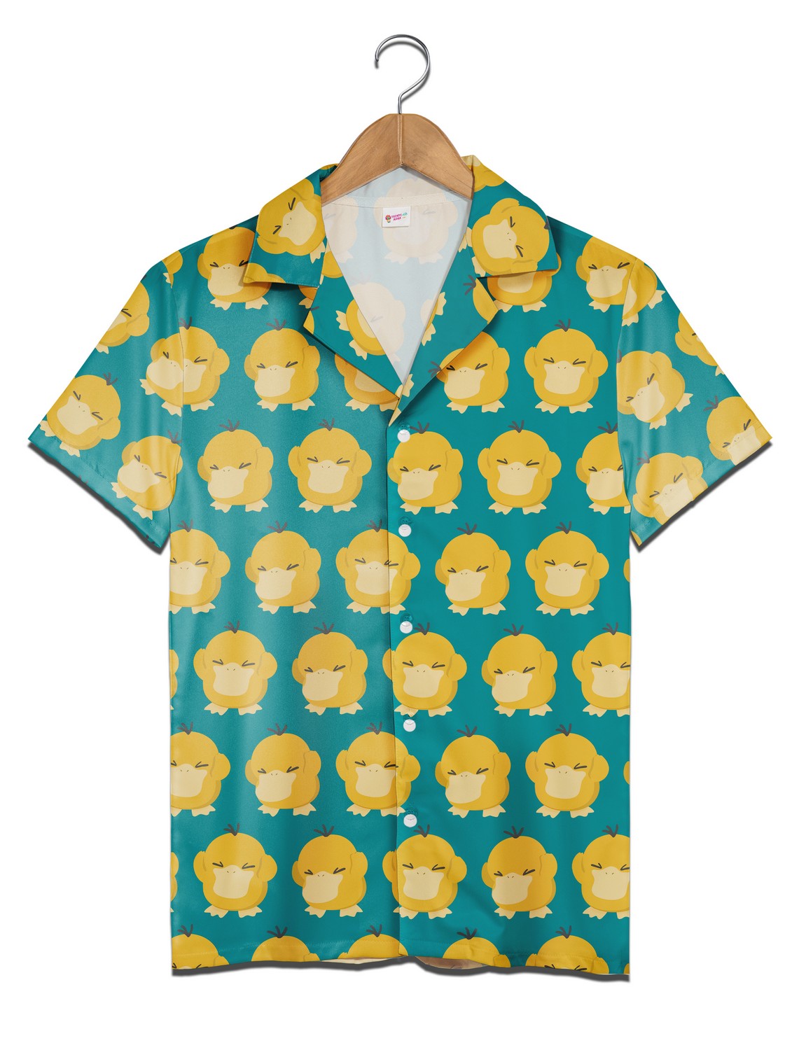 Psyduck Water Type Pokemon Hawaiian Shirt, Cute Funny Duck Pattern Aloha Beach Unisex Shirt