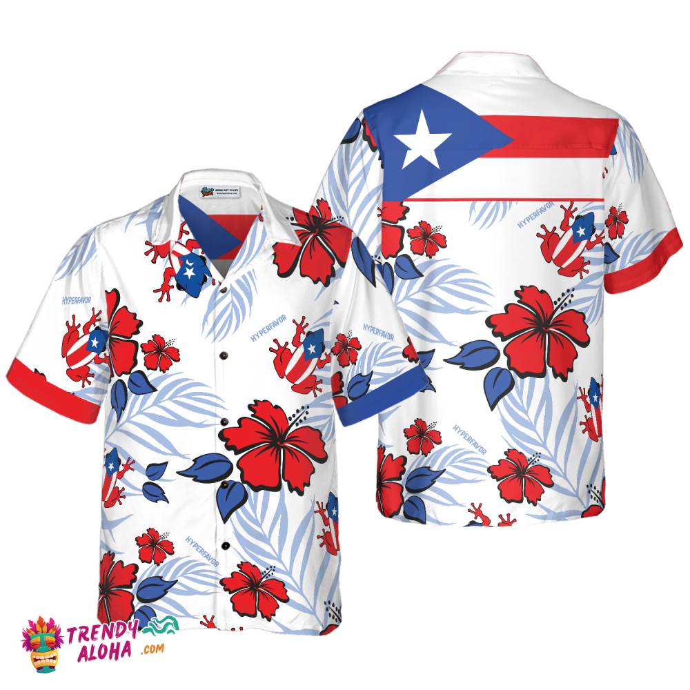 Puerto Rico Common Coquí Flag Hawaiian Shirt