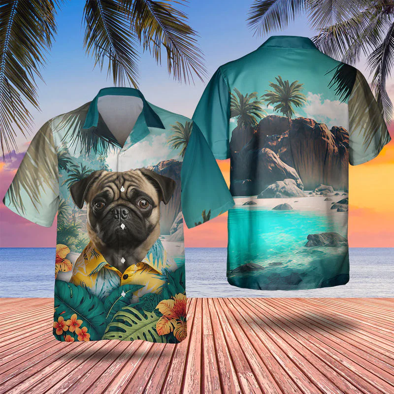Pug 3D Tropical Trendy Hawaiian Shirt, Dog Lover Trendy Hawaiian Shirt, Summer Trendy Hawaiian Shirt For Men And Women Pug 3D Tropical Trendy Hawaiian Shirt, Dog Lover Trendy Hawaiian Shirt, Summer Trendy Hawaiian Shirt For Men And Women