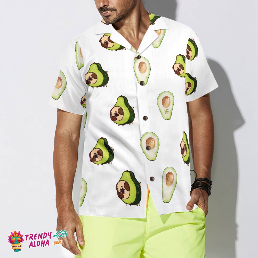 Pug And Avocado Seamless Dogs Hawaiian Shirt Pug And Avocado Seamless Dogs Hawaiian Shirt