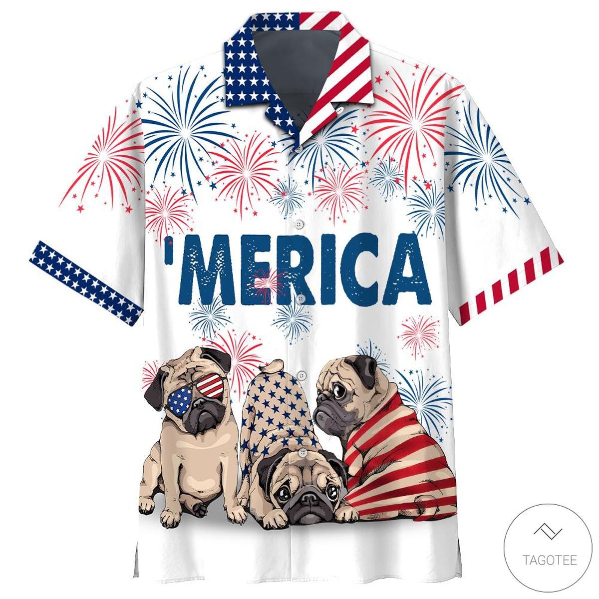 Pug Beers Freedom Celebrating Independence Day Hawaiian Shirt Joy
