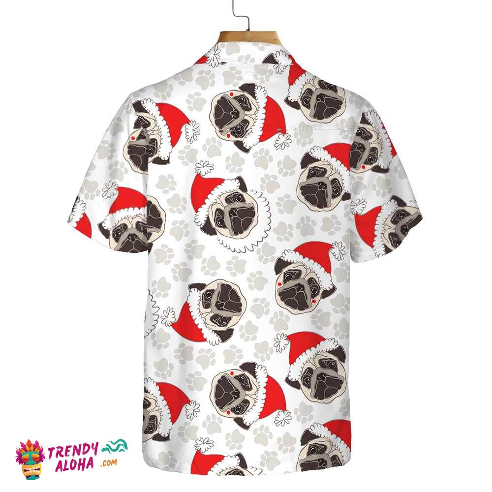 Pug Dog In Santa Hat Hawaiian Shirt, Funny Dog Christmas Shirt, Christmas Gift For Pug Lovers