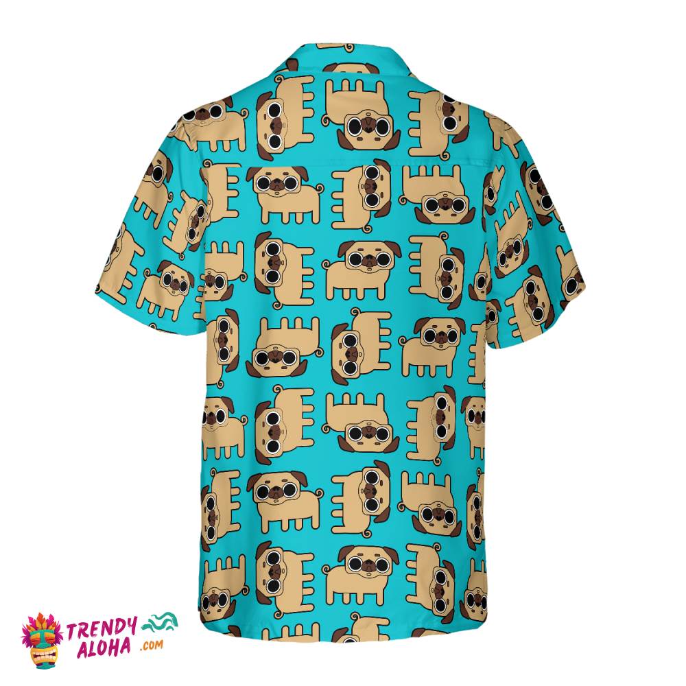 Pug Dog Seamless Pattern Shirt For Men Hawaiian Shirt