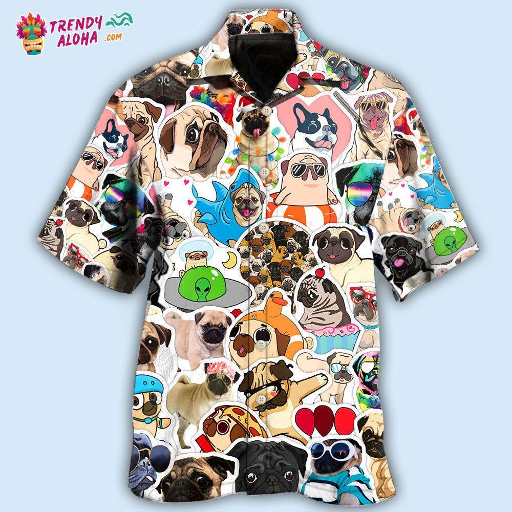Pug So Funny Pug Style Hawaiian Shirt – Trendy Aloha