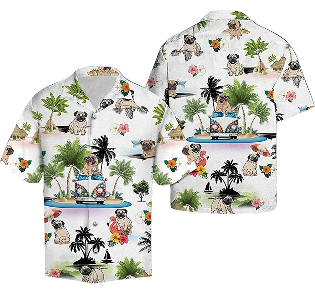 Pug Soft Trendy Hawaiian Shirt, Button Up Aloha Shirt For Men, Women