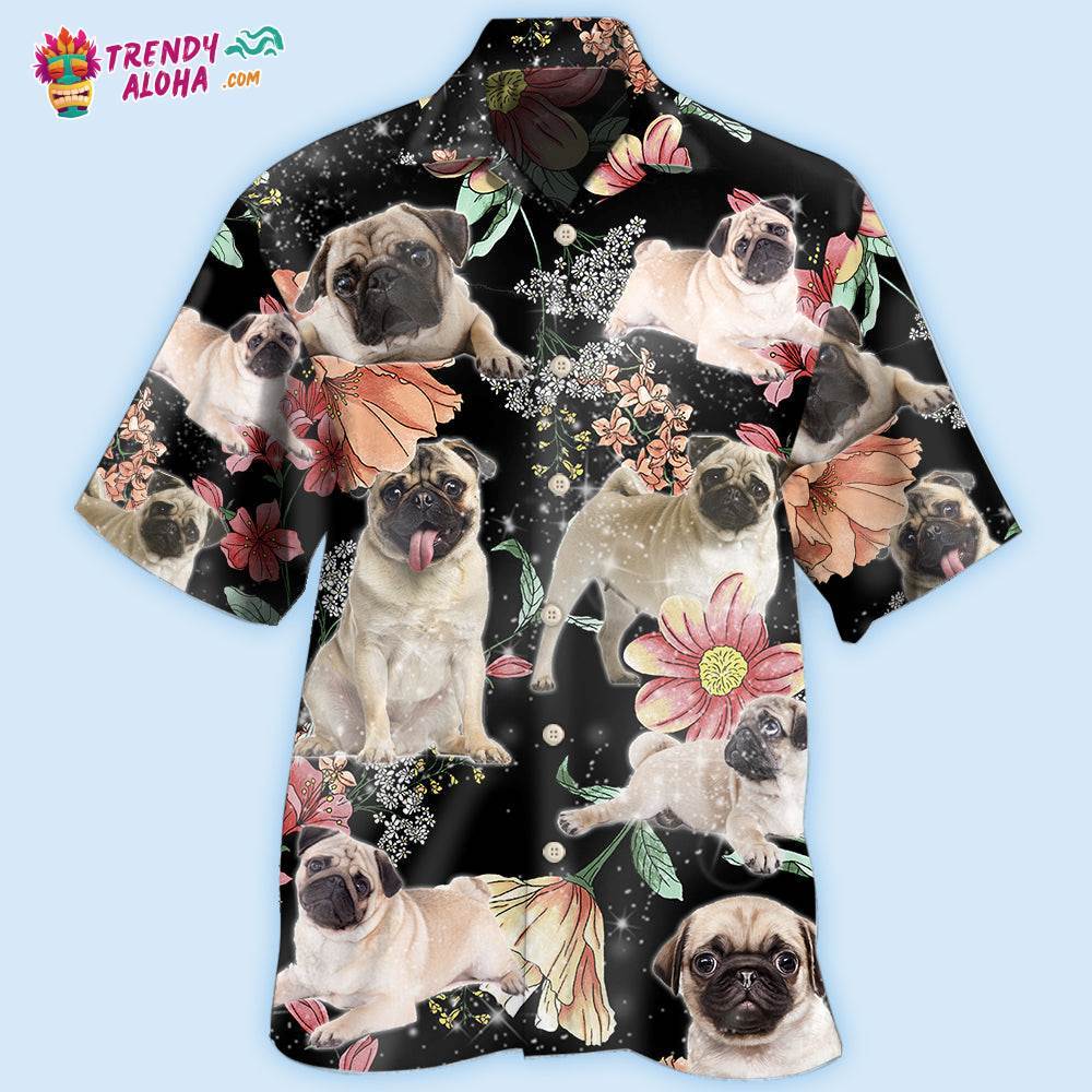 Pug Tropical Floral Style Hawaiian Shirt – Trendy Aloha