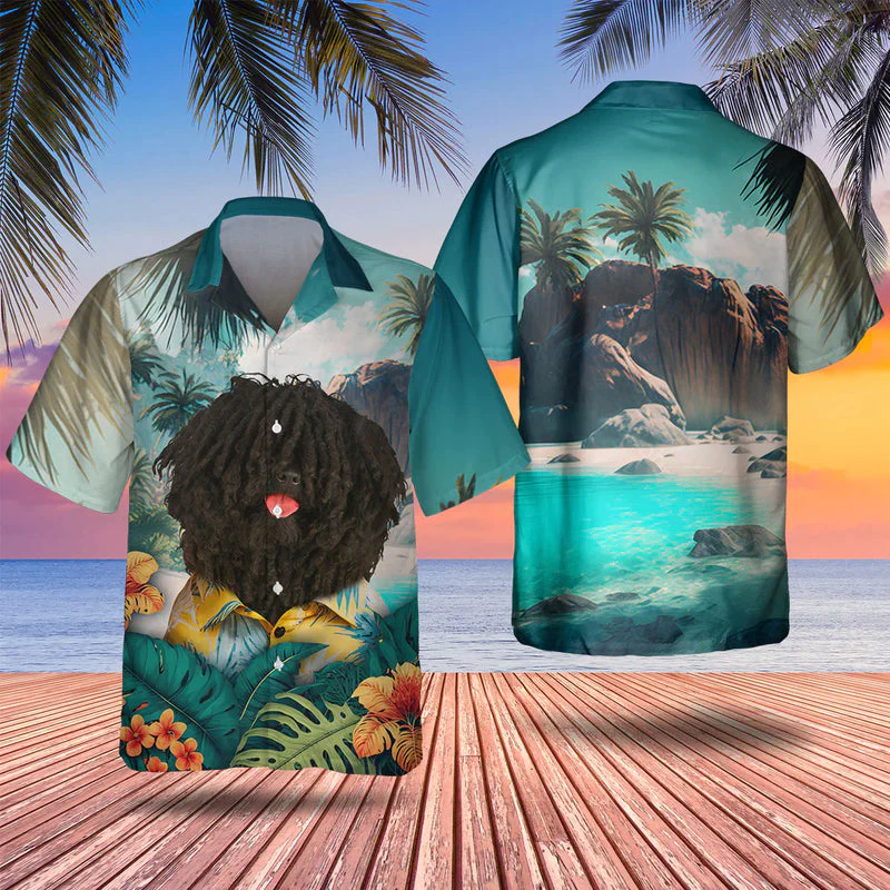 Puli Dog 3D Tropical Trendy Hawaiian Shirt, Dog Lover Trendy Hawaiian Shirt, Summer Trendy Hawaiian Shirt For Men And Women