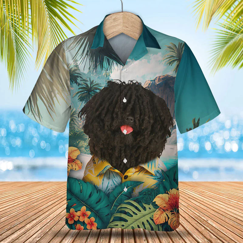 Puli Dog 3D Tropical Trendy Hawaiian Shirt, Dog Lover Trendy Hawaiian Shirt, Summer Trendy Hawaiian Shirt For Men And Women