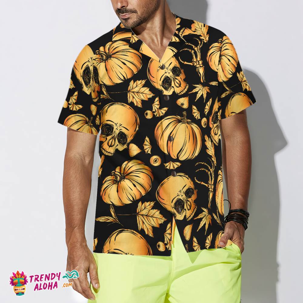 Pumpkin & Skull Halloween Hawaiian Shirt