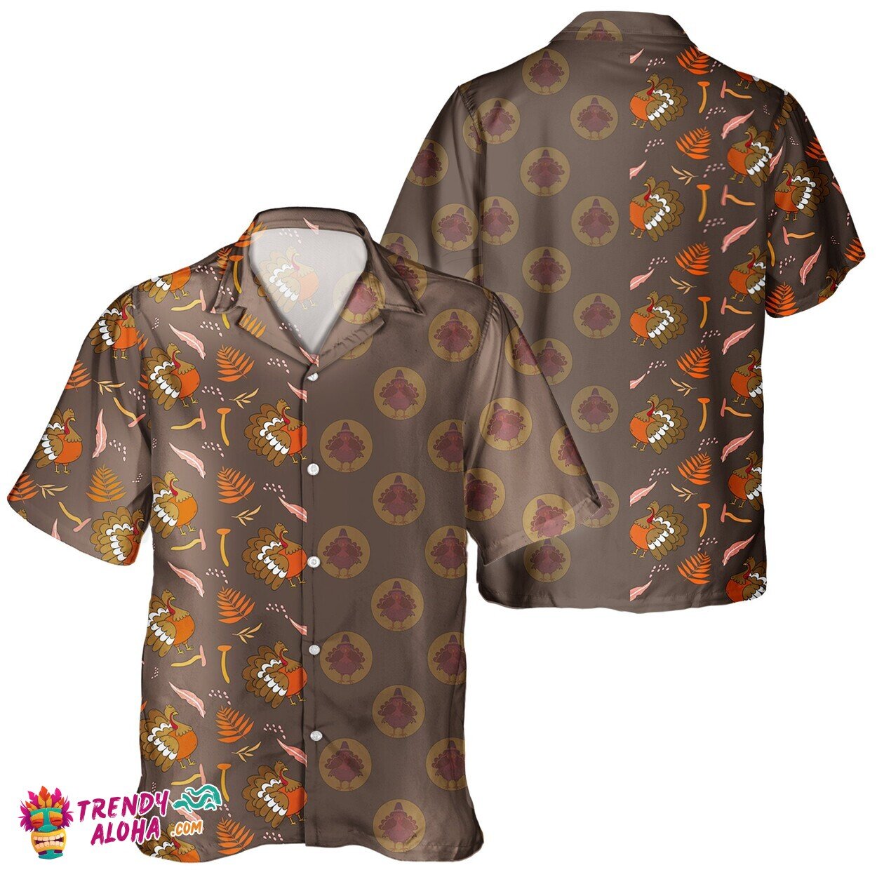 Pumpkin & Turkey Unisex Hawaiian Fall Thanksgiving Day Shirt