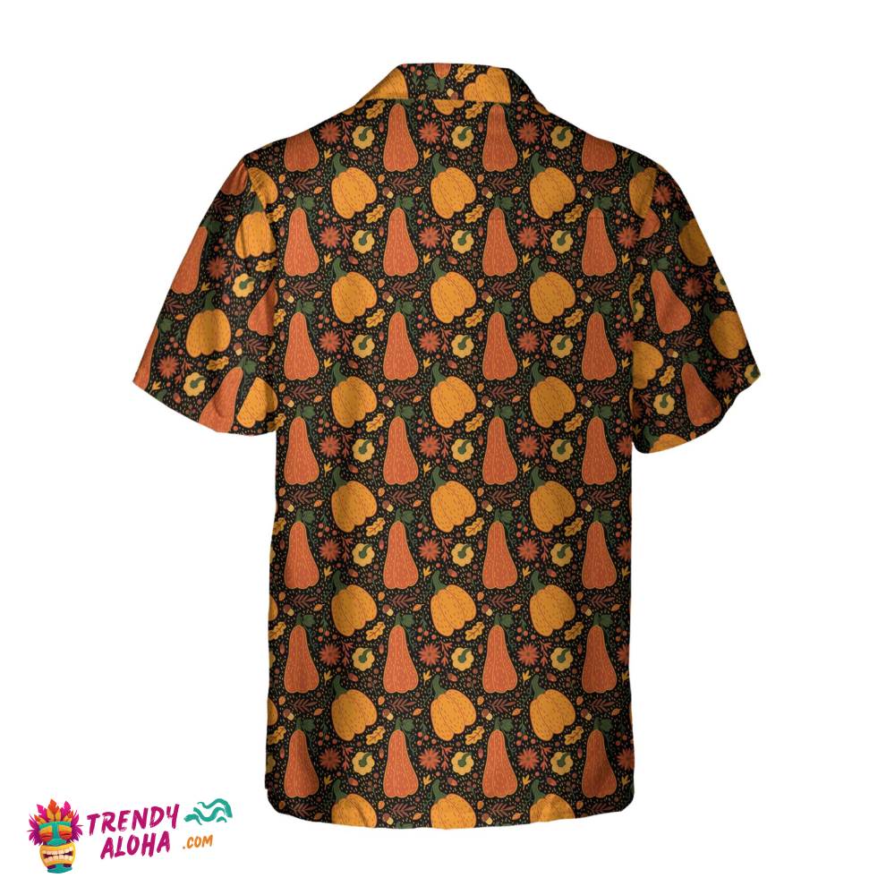 Pumpkin And Falling Leaves Hawaiian Shirt, Fall Thanksgiving Shirt, Gift For Thanksgiving Day