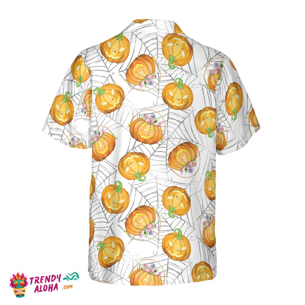 Pumpkin Candy Halloween Spider Web Hawaiian Shirt