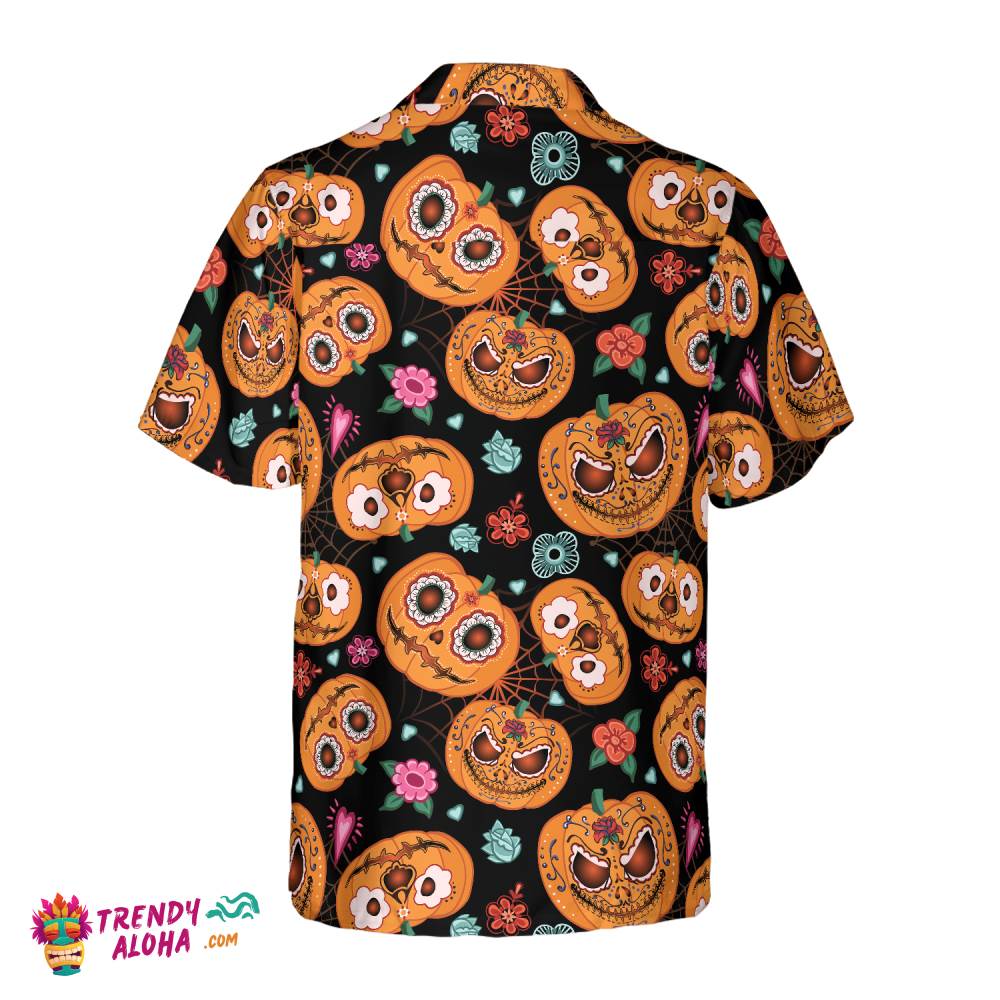 Pumpkin Flower Halloween Theme Hawaiian Shirt