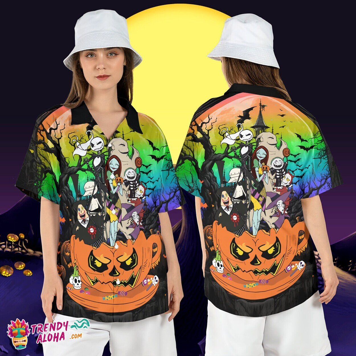 Pumpkin Teacup Nightmare Before Xmas Jack Sally Aloha Tee