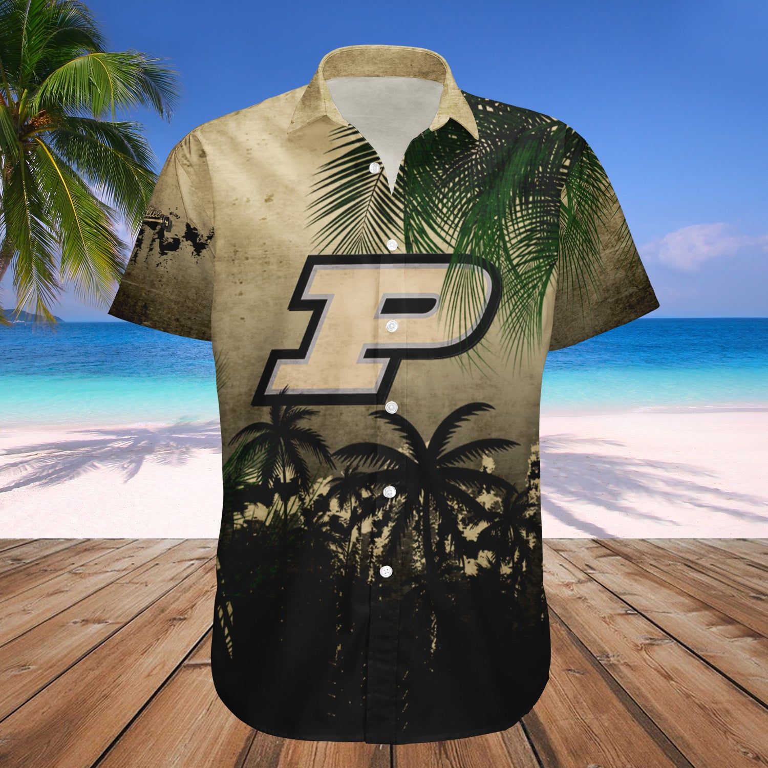Purdue Boilermakers Hawaii Shirt Coconut Tree Tropical Grunge – NCAA