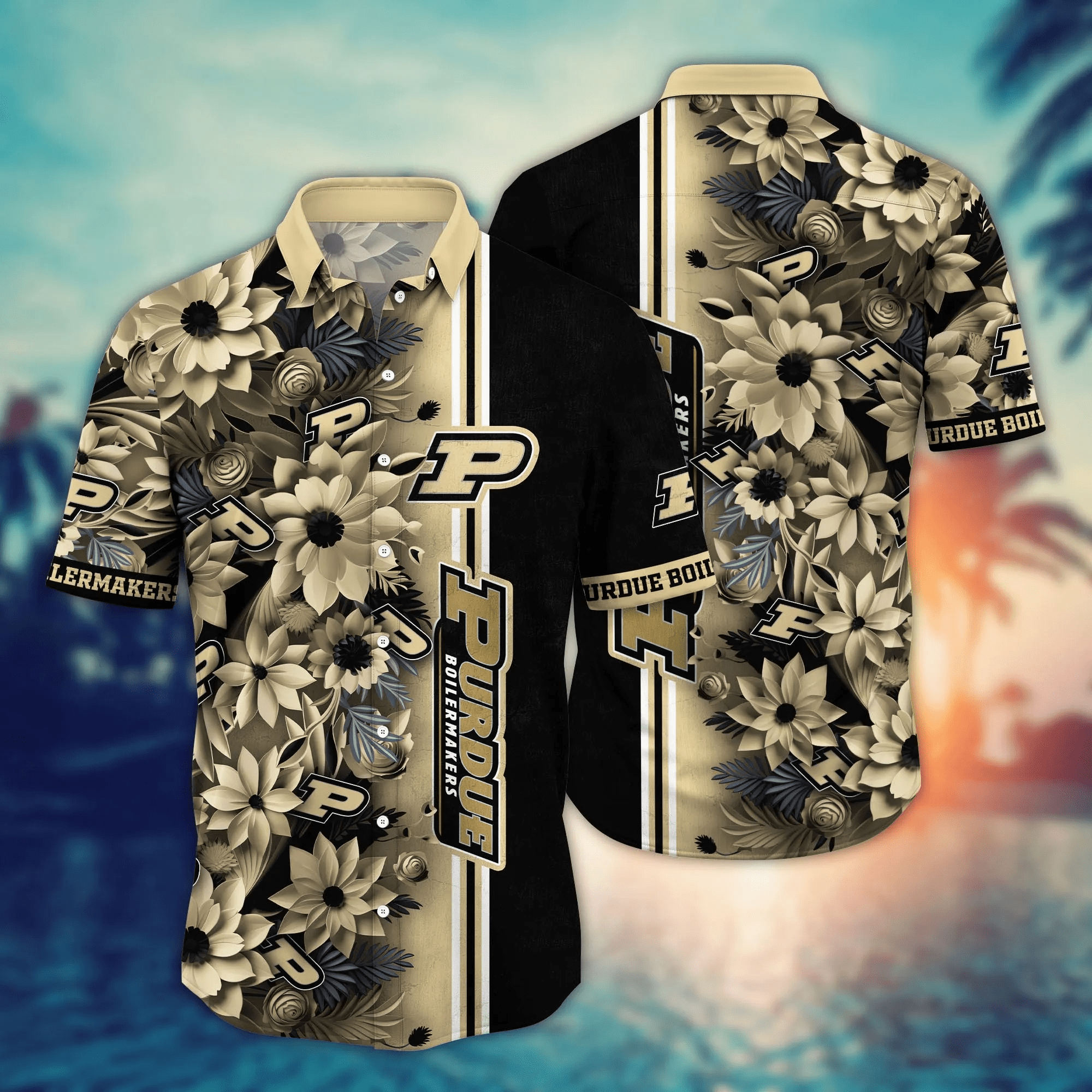Purdue Boilermakers NCAA Hawaiian Shirt Custom Sunsets Aloha Shirt