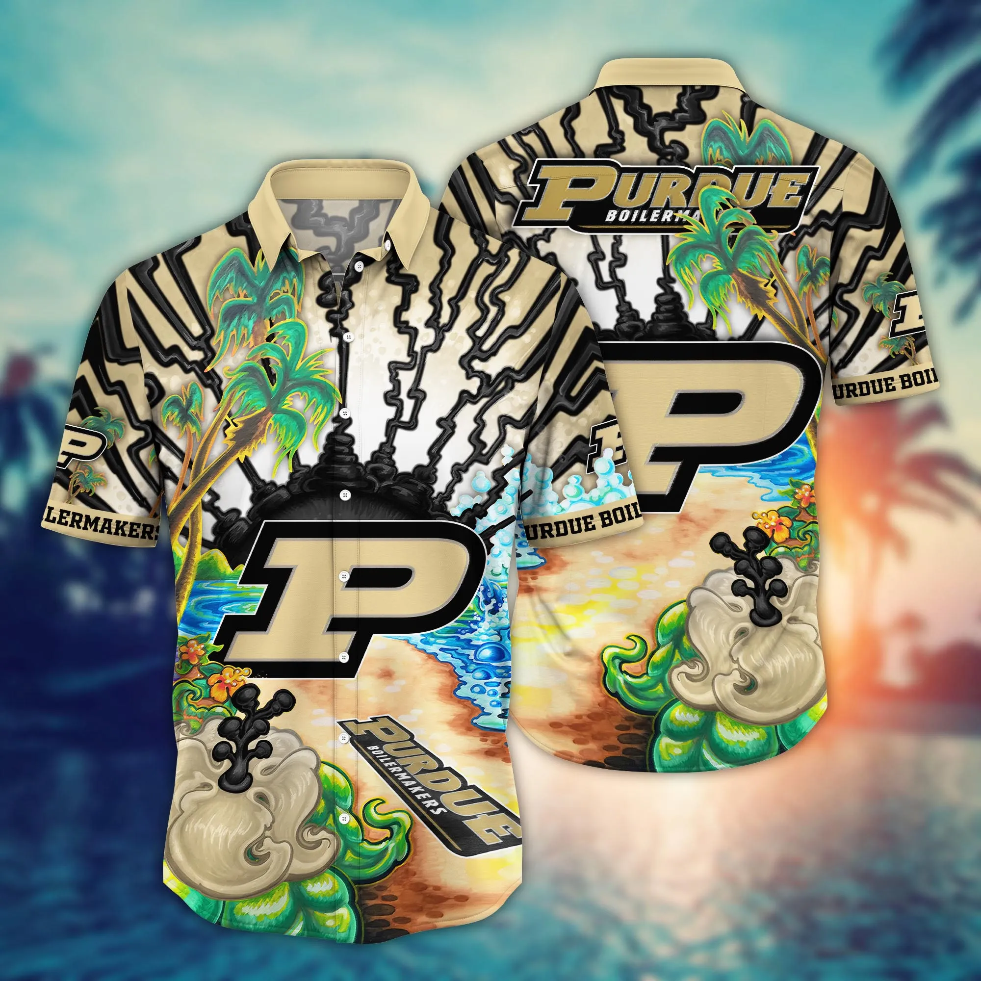 Purdue Boilermakers NCAA Hawaiian Shirt Lush Greenerytime Aloha Shirt