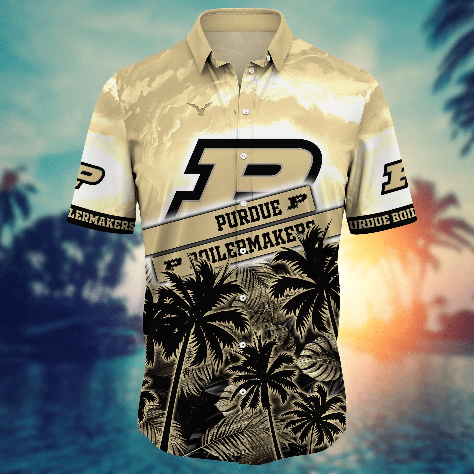 Purdue Boilermakers NCAA Hawaiian Shirt Seascape Aloha Shirt