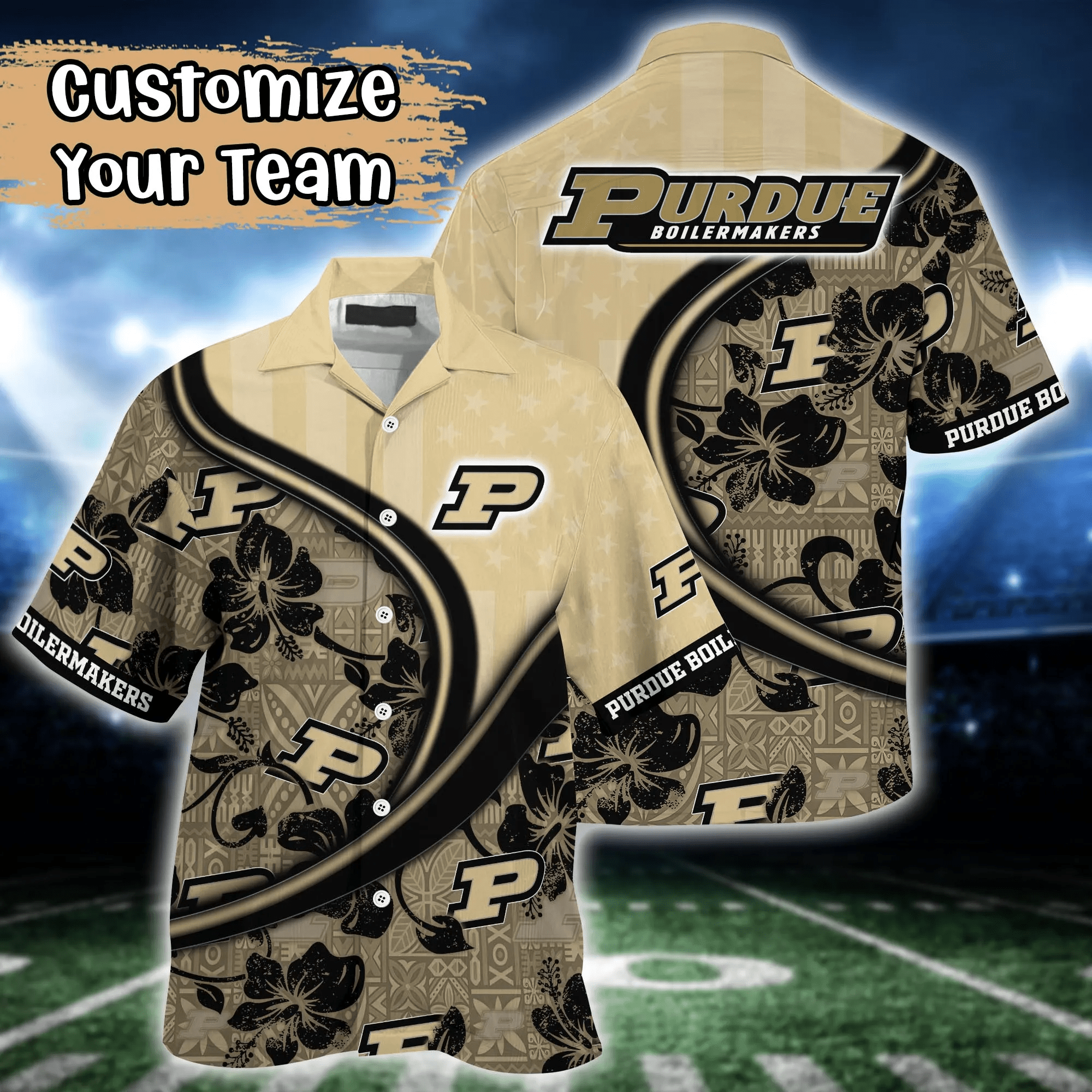 Purdue Boilermakers NCAA Us Flag Hawaiian Shirt Custom Summer Aloha Shirt
