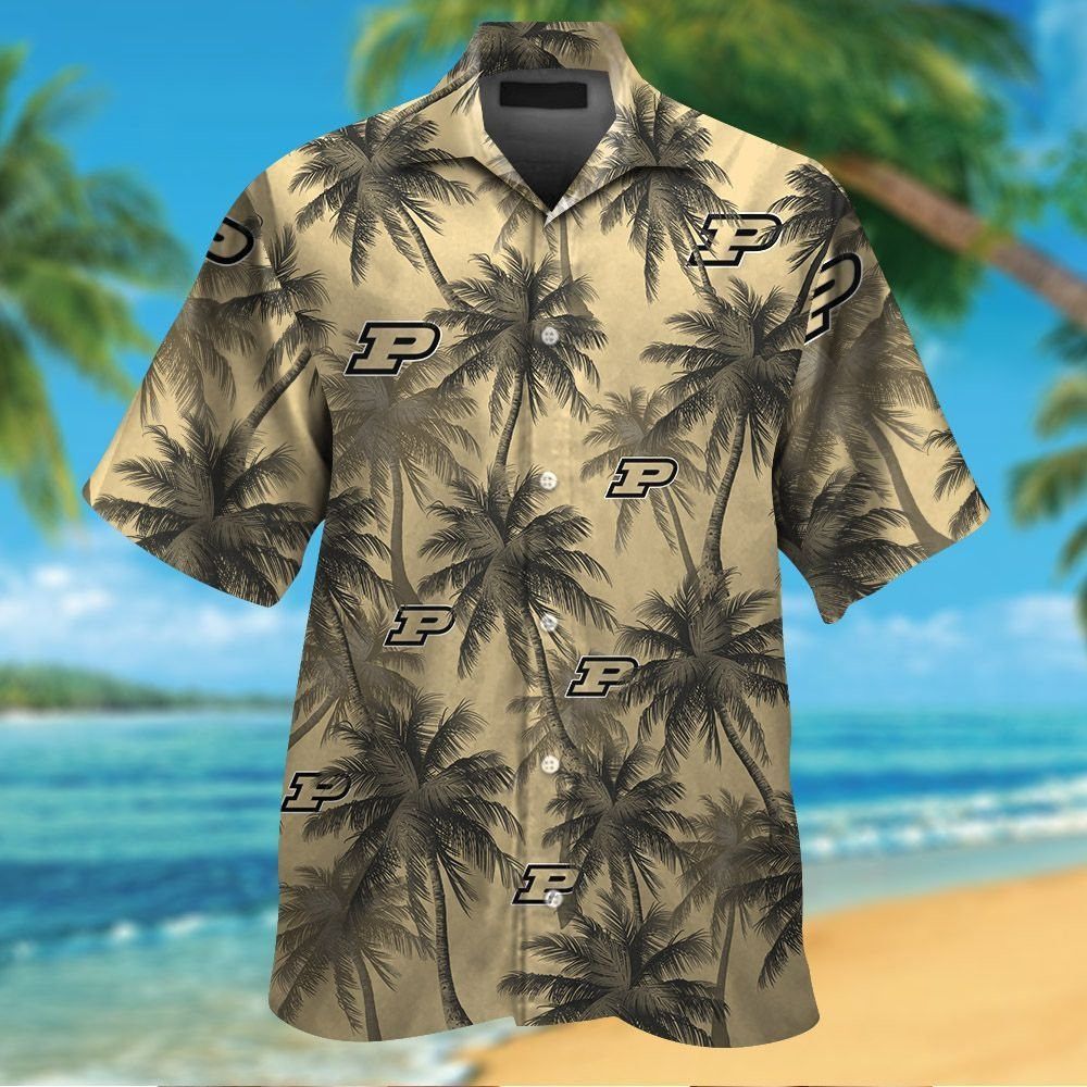 Purdue Boilermakers Short Sleeve Button Up Tropical Hawaiian Shirt VER010