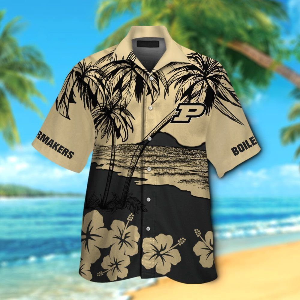 Purdue Boilermakers Short Sleeve Button Up Tropical Hawaiian Shirt VER011