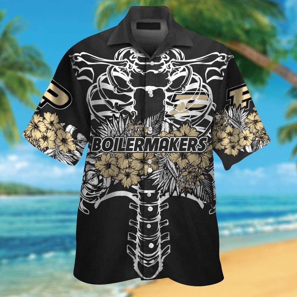 Purdue Boilermakers Short Sleeve Button Up Tropical Hawaiian Shirt VER012