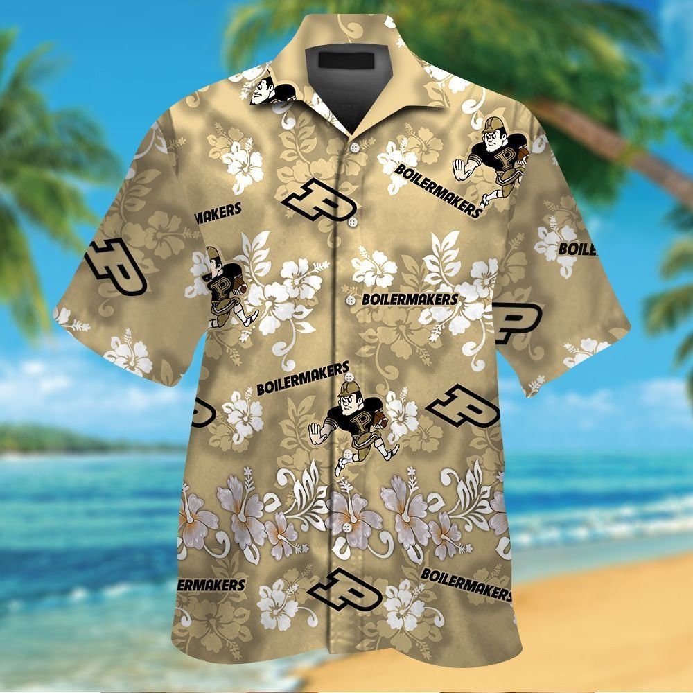Purdue Boilermakers Short Sleeve Button Up Tropical Hawaiian Shirt VER014