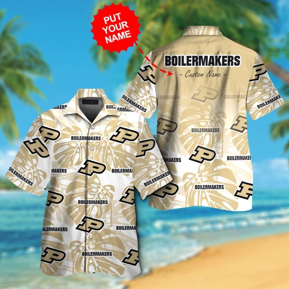 Purdue Boilermakers Short Sleeve Button Up Tropical Hawaiian Shirt VER016
