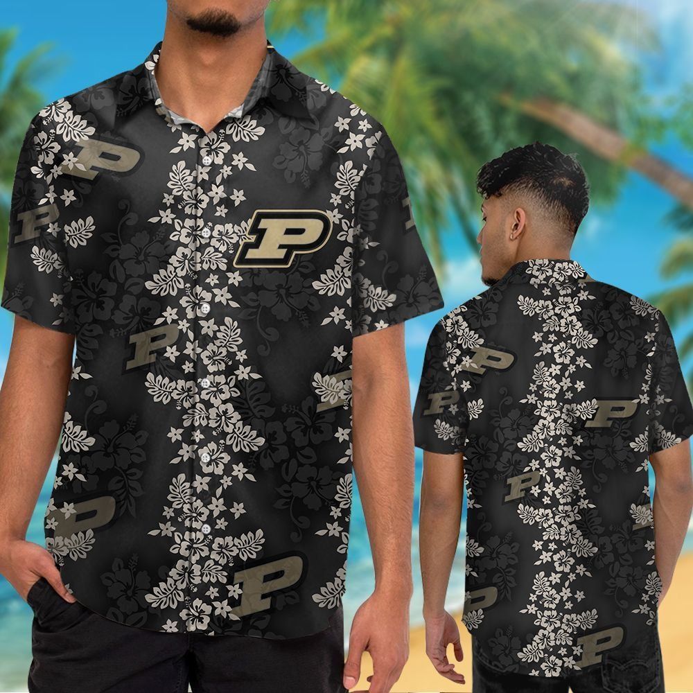 Purdue Boilermakers Short Sleeve Button Up Tropical Hawaiian Shirt VER018