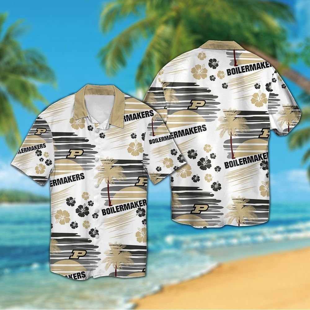 Purdue Boilermakers Short Sleeve Button Up Tropical Hawaiian Shirt VER026