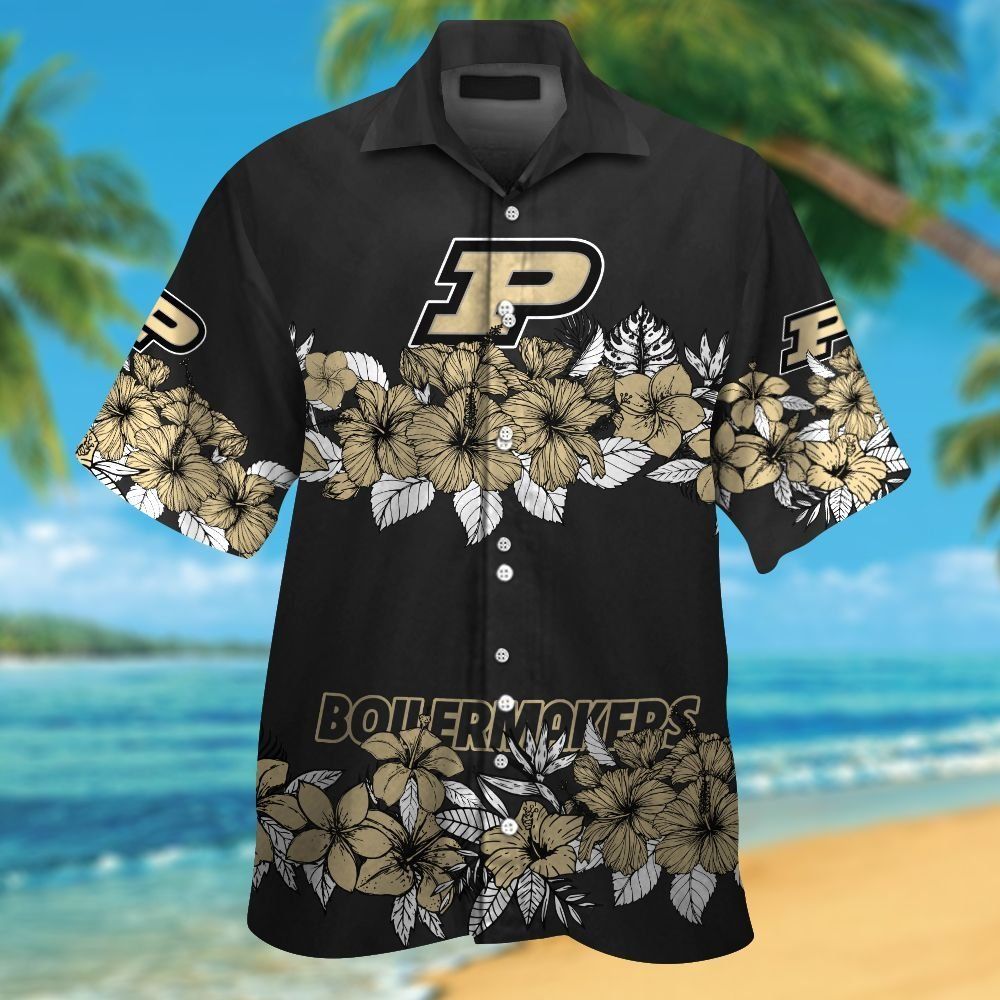 Purdue Boilermakers Short Sleeve Button Up Tropical Hawaiian Shirt VER03