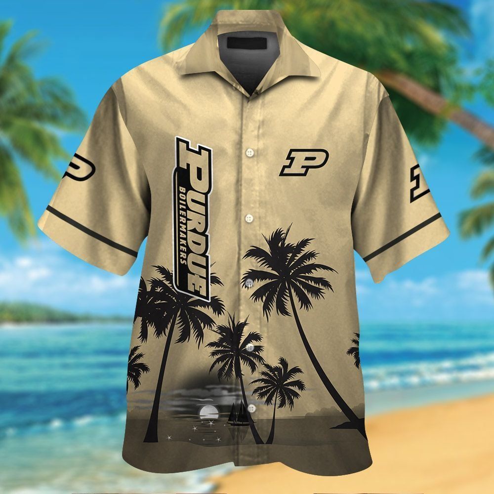 Purdue Boilermakers Short Sleeve Button Up Tropical Hawaiian Shirt VER04