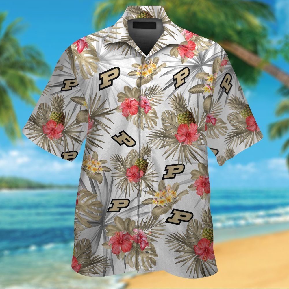 Purdue Boilermakers Short Sleeve Button Up Tropical Hawaiian Shirt VER05