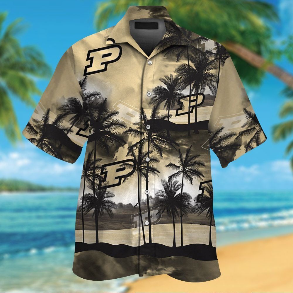 Purdue Boilermakers Short Sleeve Button Up Tropical Hawaiian Shirt VER06