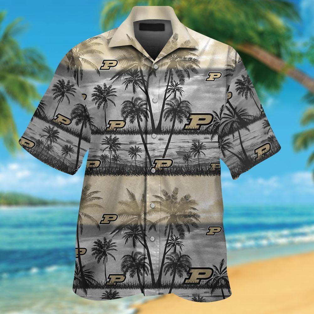 Purdue Boilermakers Short Sleeve Button Up Tropical Hawaiian Shirt VER07