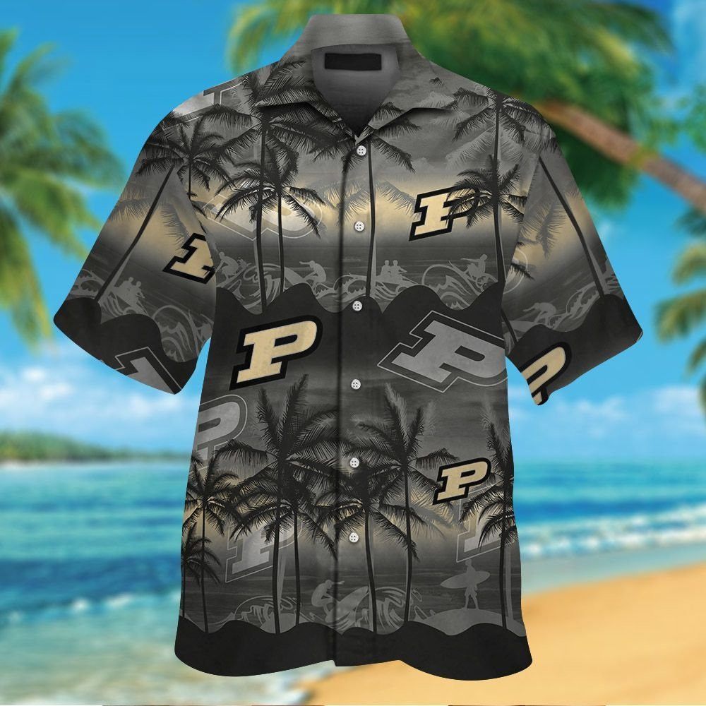 Purdue Boilermakers Short Sleeve Button Up Tropical Hawaiian Shirt VER08