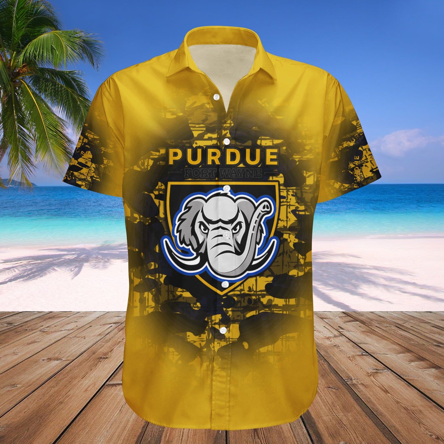 Purdue Fort Wayne Mastodons Hawaii Shirt Camouflage Vintage – NCAA