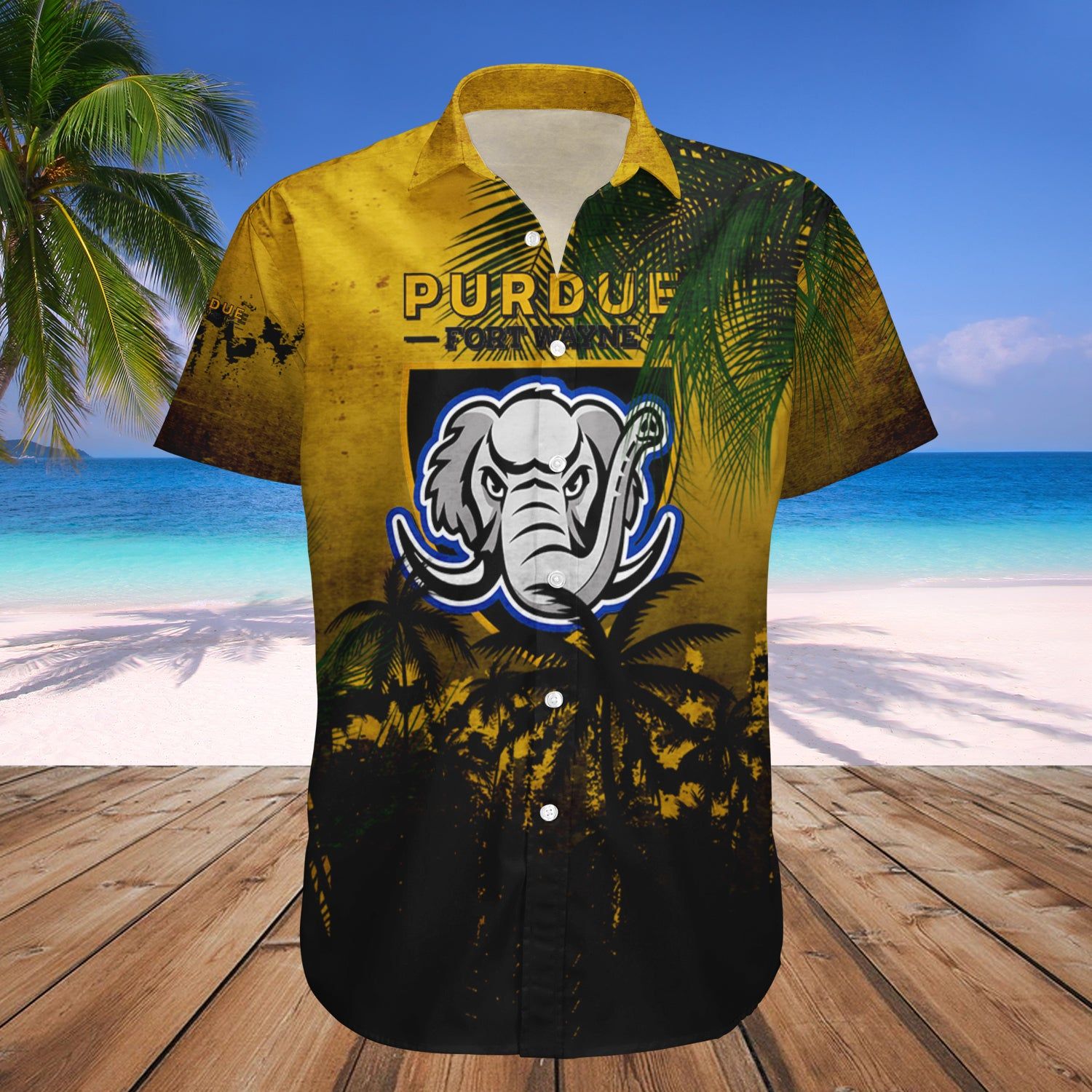 Purdue Fort Wayne Mastodons Hawaii Shirt Coconut Tree Tropical Grunge – NCAA