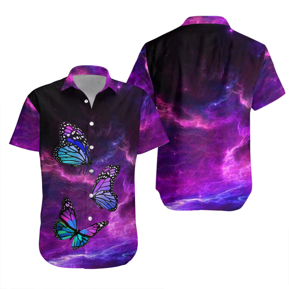 Purple Butterfly Island Adventure Aloha Hawaiian Shirt