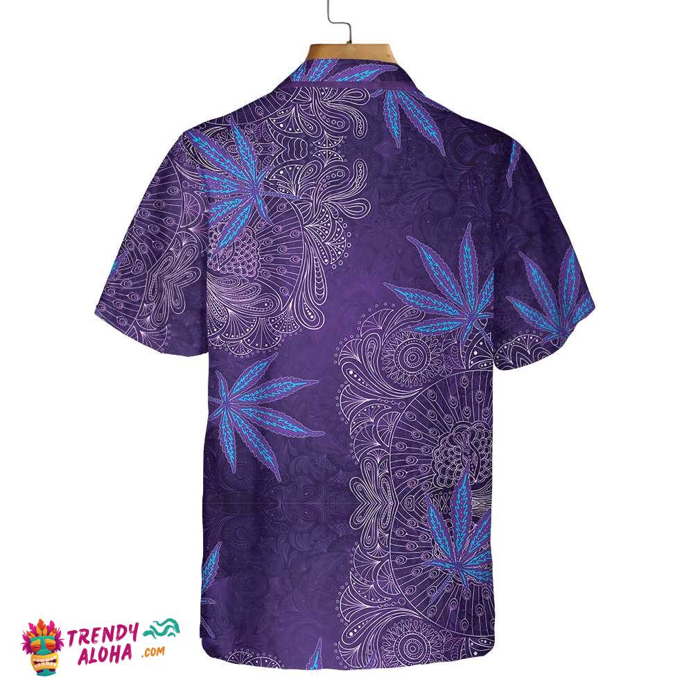 Purple Hippie Marijuanas Mandala Hawaiian Shirt, Unique Seamless Pattern Hippie Shirt, Best Hippie Gift