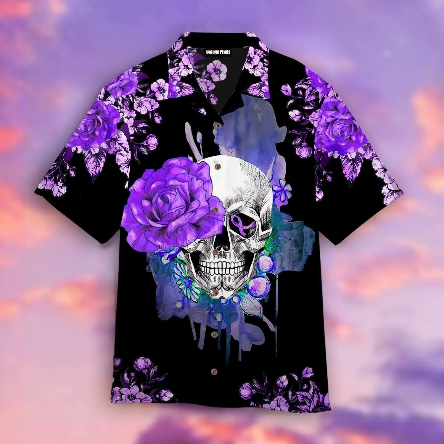 Purple Skull Trendy Hawaiian Shirt For