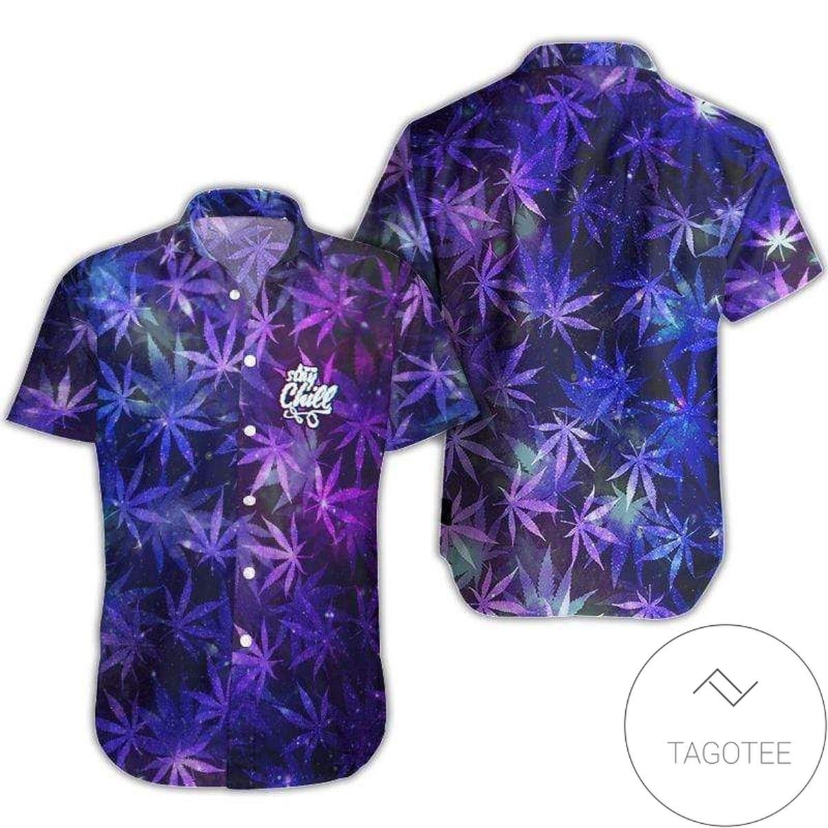 Purple Weed Design Hawaiian Shirt Stay Chill Elegance Tropical Style