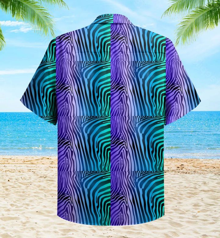 Purple Zebra Blue Trendy Hawaiian Shirt 3D