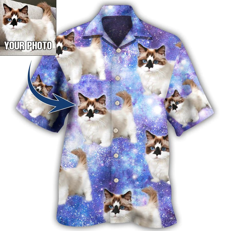 Purrfectly Personalized: Cat Photo Hawaiian Shirt Purrfectly Personalized: Cat Photo Hawaiian Shirt